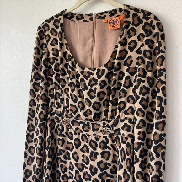 Tory Burch Animal Print Long Sleeve Dress